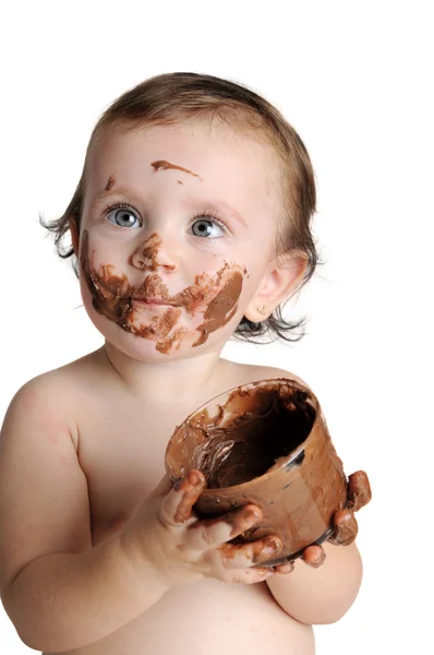 Korzystając z chwili, dziecko jedzenie czekolady Zdjęcie Stockowe