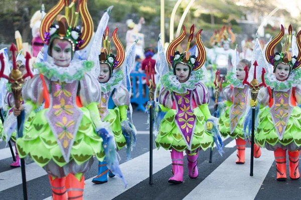 TENERIFE, 9 DE FEBRERO: Personajes y Grupos en el Carnaval — Foto de Stock