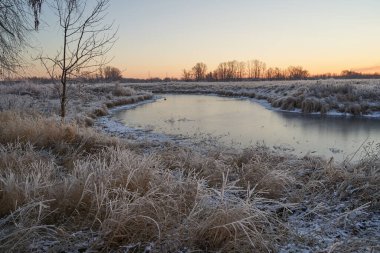 Kışın nefesi, göldeki ilk buz, buzlu bir sabahın şafağı çimenlerin üzerinde don, buzun yakın çekimi, ilk buzun üzerindeki desenler. Kış