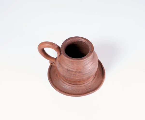Prodotto Ceramico Con Proprie Mani Realizzato Ruota Vasaio Isolato Fondo — Foto Stock