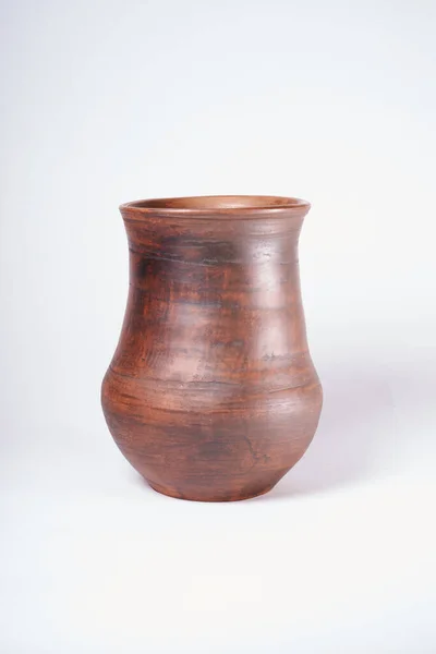 Ceramiczny Produkt Własnymi Rękami Wykonany Kole Garncarskim Izolowany Białym Tle — Zdjęcie stockowe