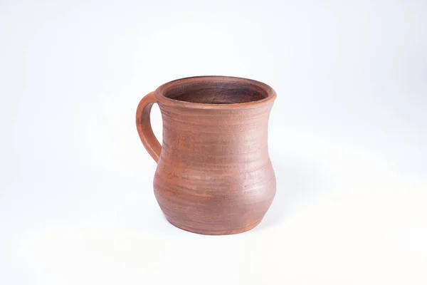 Pottery Craft Keramický Výrobek Vlastníma Rukama Vyrobený Hrnčířském Kole Izolovaný — Stock fotografie