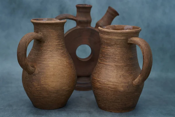 Ceramics, a ceramic product made with your own hands, made on a potter's wheel, a jug, a mug, clay.