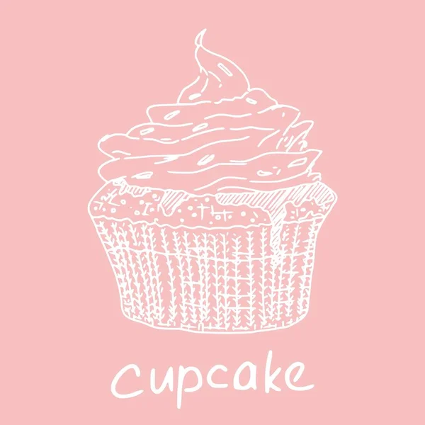 Cupcake Crème Dans Papier Nouveau Stock Vectoriel Fast Food — Image vectorielle