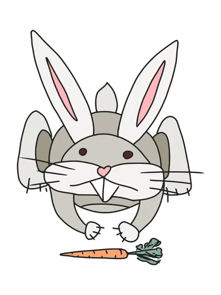 ウサギはニンジンのために登る ベクトル ドールスケッチ — ストックベクタ