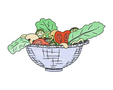 Otlu vejetaryen salatası. Çizim vektörünü karala