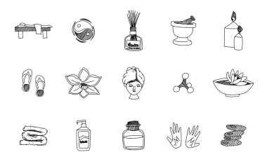 Siyah beyaz eskiz spa rahatlaması. resim karalama çizimleri