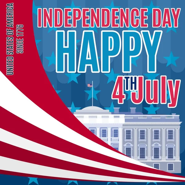 Cartel Casa Blanca Del Día Independencia Americana Imagen Estilo Plano — Vector de stock