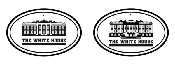 Razítko Logo Bílý Dům Černobílý Náčrt Obrázek Plochého Stylu — Stockový vektor