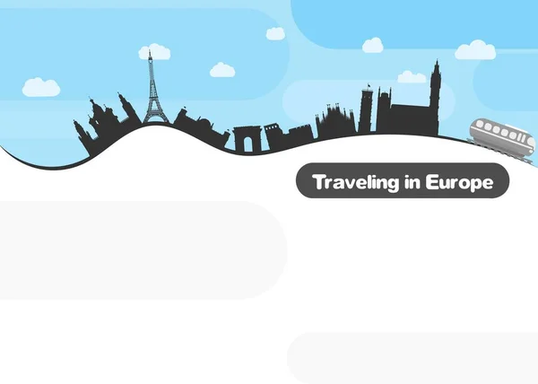 Viajar Por Europa Tren Imagen Estilo Plano Nuevo Viaje — Vector de stock