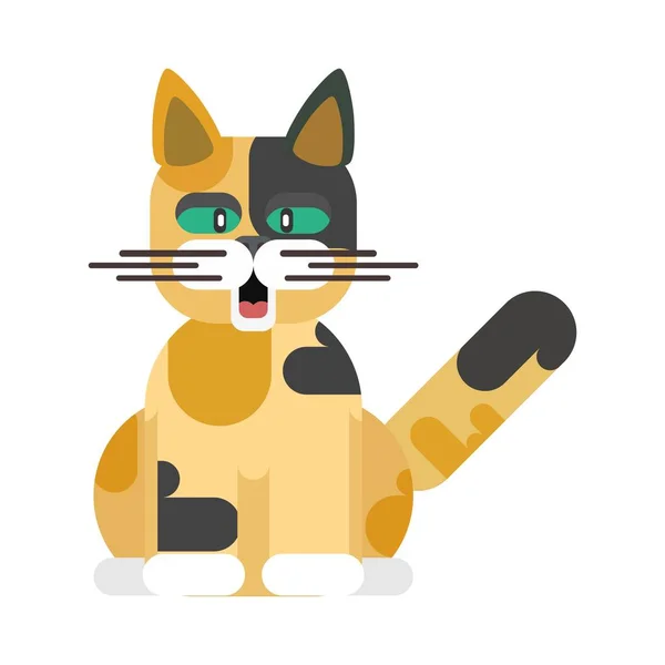 Screaming Colorful Cat Spots Funny Pet Picture Flat Style — Stock Photo, Image