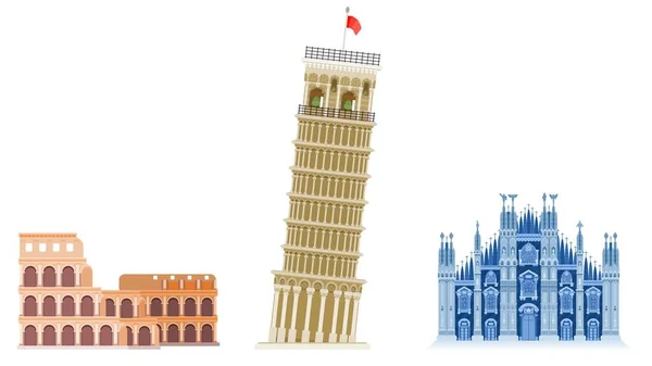 Italia Coliseo Torre Inclinada Catedral Milán Imagen — Foto de Stock
