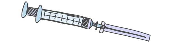 Seringă Medicală Pentru Preparate Injectabile Doodle Imagine Stoc — Vector de stoc