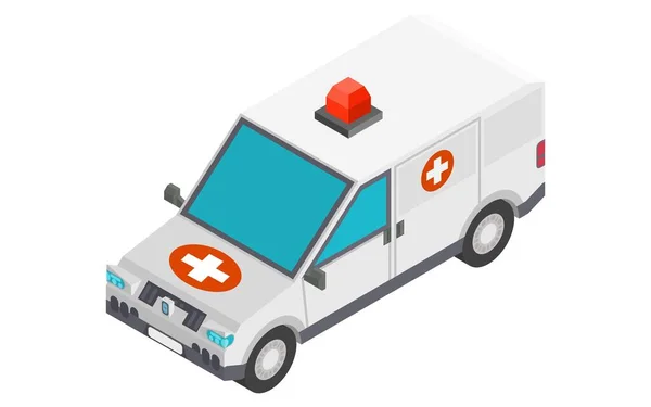 Kleiner Krankenwagen Mit Blaulicht Zeichnung Isometrischen Stil Vektor — Stockvektor