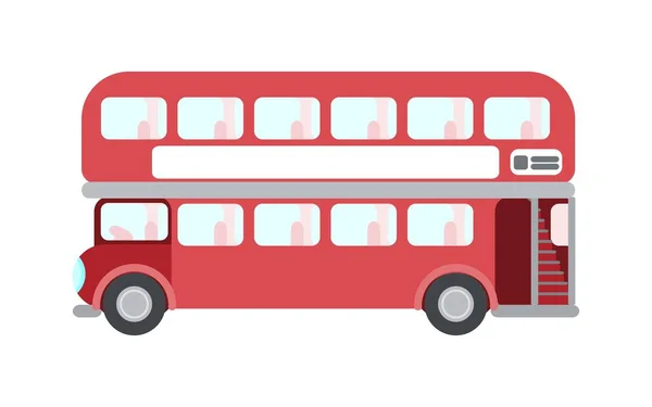 Londres Autocarro Dois Andares Vermelho Histórico Vetor Imagem Estilo Plano —  Vetores de Stock