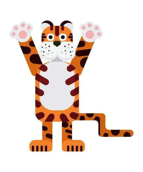 Tijger Dier Mascotte 2022 Nieuwjaar Vakantie Platte Stijl Vector Beeld — Stockvector