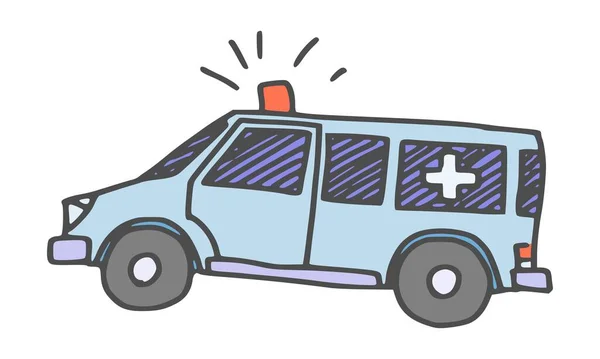 Krankenwagen Einfache Zeichnung Auto Krankenhaus Skizzenvektorbild — Stockvektor