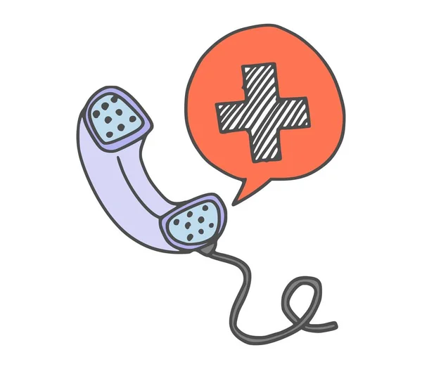 Telefonema Para Médico Vetor Estoque Desenho Esboço Doodle —  Vetores de Stock