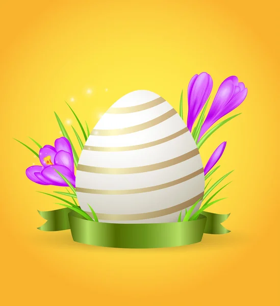 Cartão de Páscoa witn ovo e crocos — Vetor de Stock