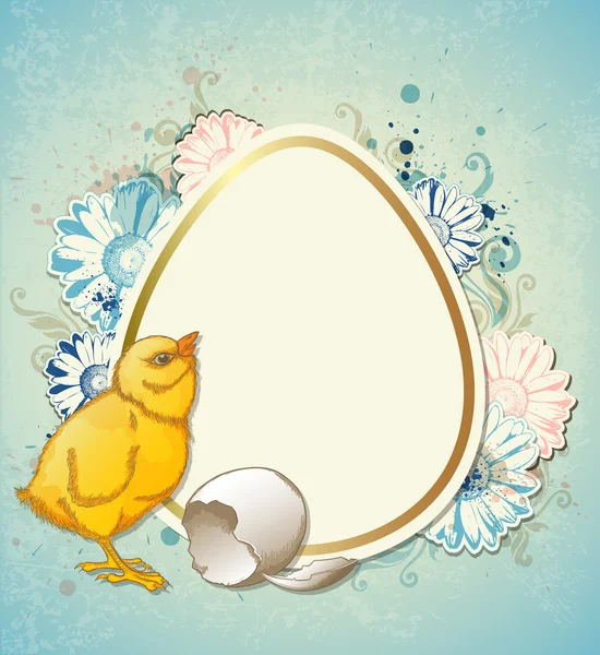 Fond de Pâques avec poulet — Image vectorielle