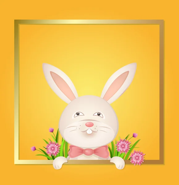 Easter Rabbit with a red bow — Stock Vector