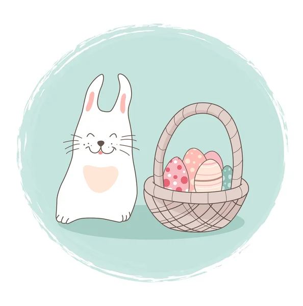 Tavşan ve sepet yumurta ile — Stok Vektör
