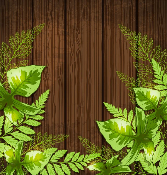 Background with green tropical leaves — Stock Vector