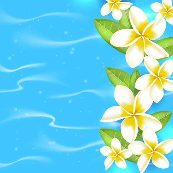 蓝色背景上的热带花卉. — 图库矢量图片