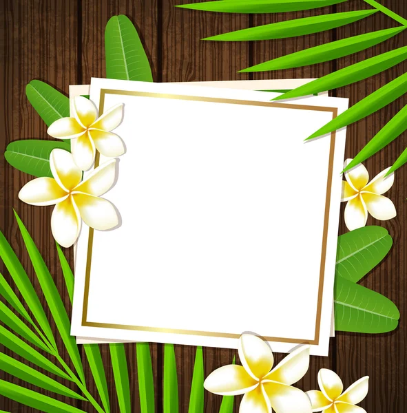 Decorative floral frame with tropical flowers — Stock Vector