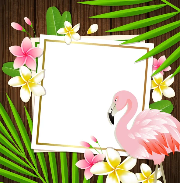 Summer frame with flamingo — Stock Vector