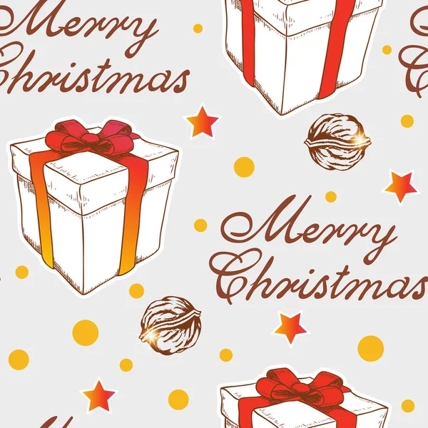 Vzor bezešvé Vánoce s dárkem — Stockový vektor