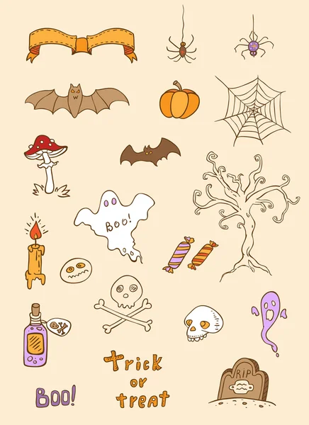 Halloween doodle éléments de conception — Image vectorielle
