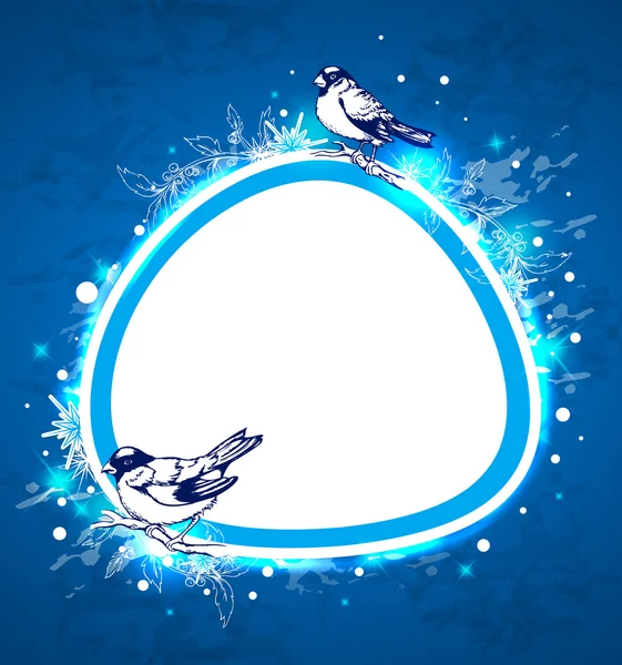 Blå jul bakgrund med fåglar — Stock vektor