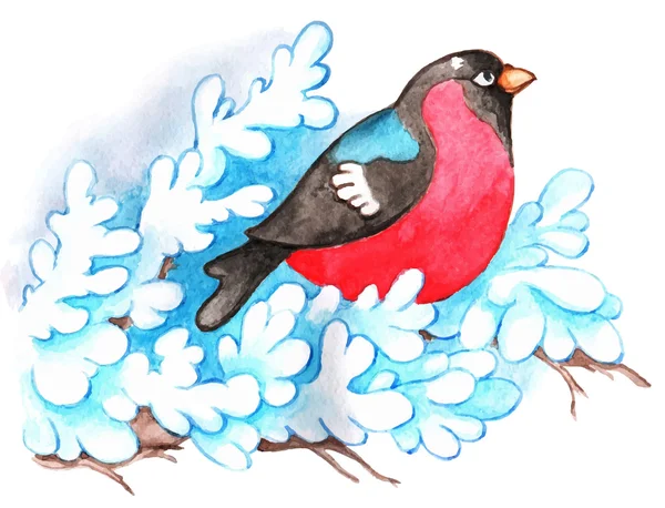 Fundo de Natal com bullfinch — Vetor de Stock