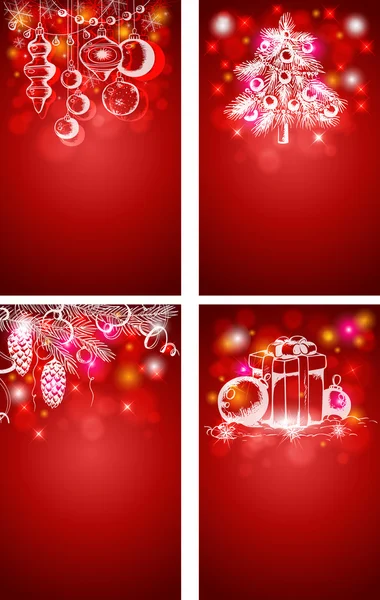Red Christmas vector vertical backgrounds — Stock Vector