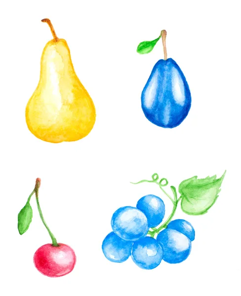 Akvarell frukter och bär — Stockfoto