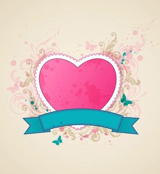 Fondo con corazón rosa — Vector de stock