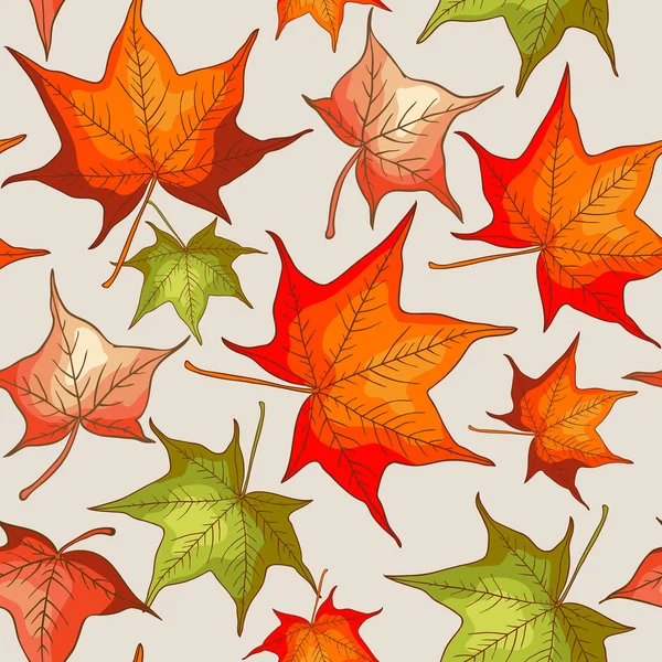 Patrón sin costura con hojas de otoño — Archivo Imágenes Vectoriales