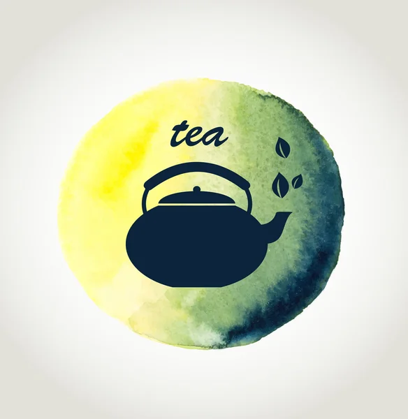 在绿色背景上的茶壶 — 图库矢量图片