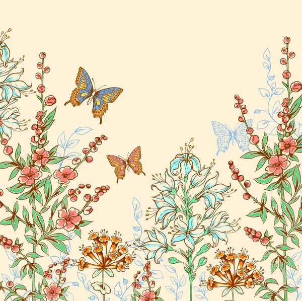 Floral background with butterflies — Stock Vector