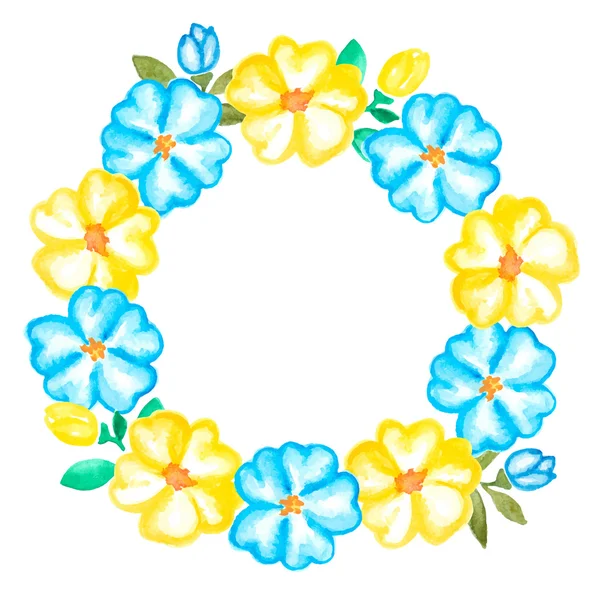 Acuarela marco floral dibujado a mano — Vector de stock