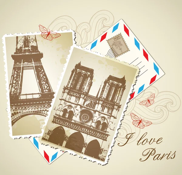 Винтажные фотографии Парижа — стоковый вектор