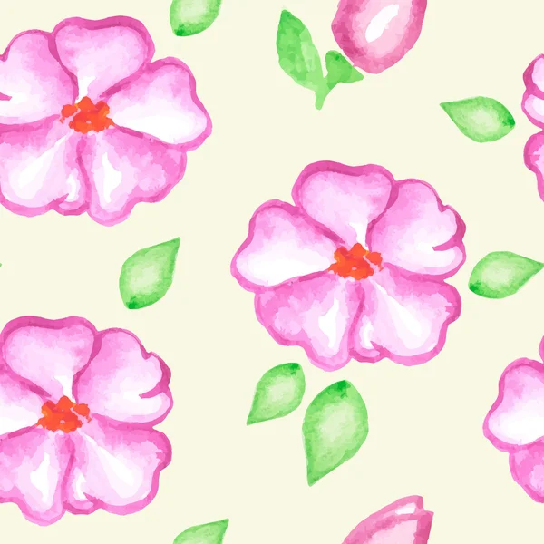 Modèle sans couture avec des fleurs d'aquarelle rose — Image vectorielle