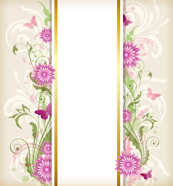 Bloemen achtergrond met roze bloemen — Stockvector