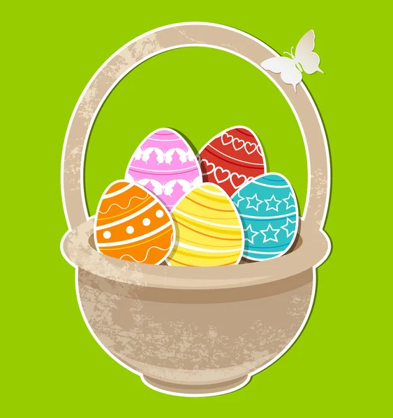 Tło Wielkanoc jajka w koszyku — Wektor stockowy
