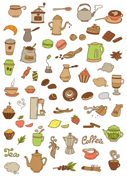 Coffee and tea icons — Stock Vector