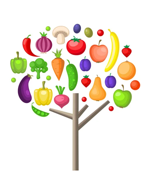 Meyve ve sebze ağaç — Stok Vektör