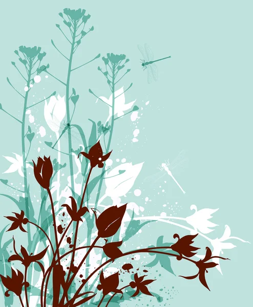野生の花と緑の背景 — ストックベクタ