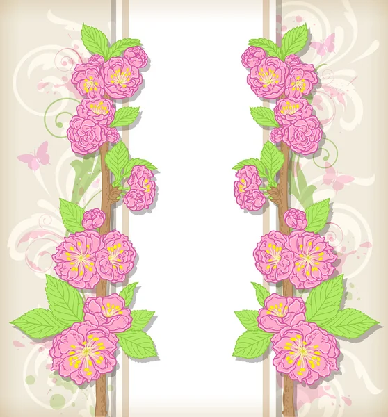 Carte florale aux fleurs de pêche — Image vectorielle