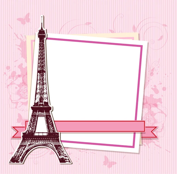 White frame with Paris and the Eiffel Tower — Stock Vector